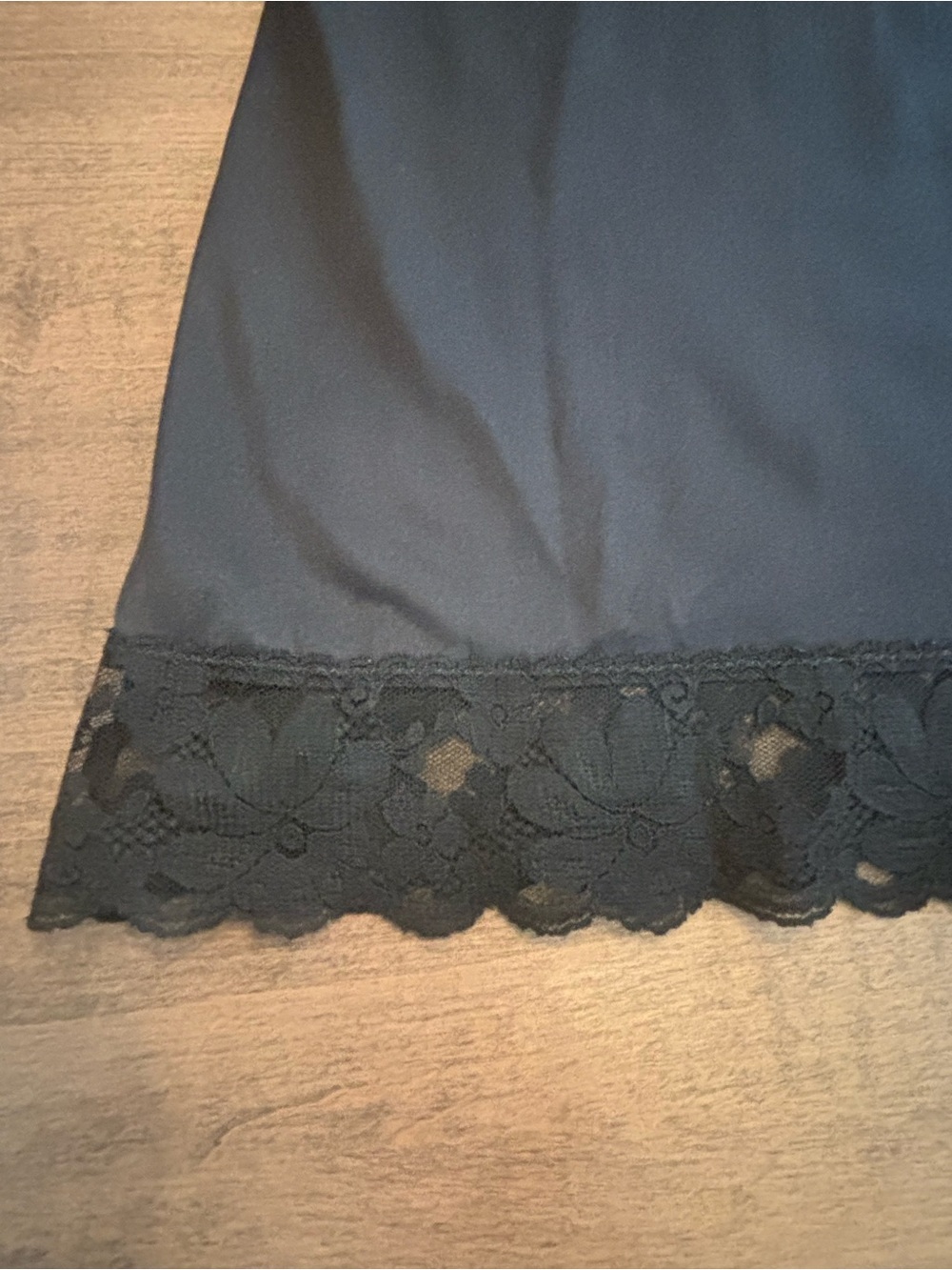 Vintage Lorraine Black Lace Full Slip Dress Tall 32 Nylon Made in USA